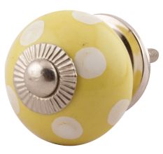 Yellow Dotted Small Ceramic Cabinet Knobs